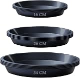 Kunjocy 12 Pcs Plant Pot Saucers 16, 26, 32 cm Round Water Trays (4 Each)