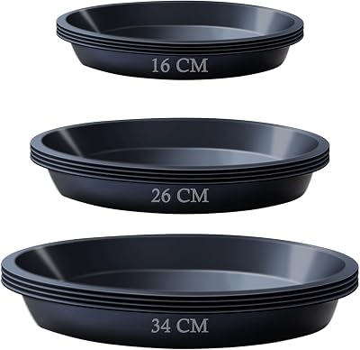 Kunjocy 12 Pcs Plant Pot Saucers 16, 26, 32 cm Round Water Trays (4 Each)