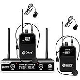 D Debra Wireless Microphone System UHF UBR-102 with Cordless Handheld Lavalier Headset Mics, 260ft Range, Suitable for Church, Lectures, Karaoke, Weddings, DJ, and Bars(2 Bodypack)