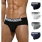 Arjen Kroos Men's Underwear Briefs, Sexy Athletic Cotton Underwear Men, Low Rise Underpants Pouch Underwear for Men 4 Pack