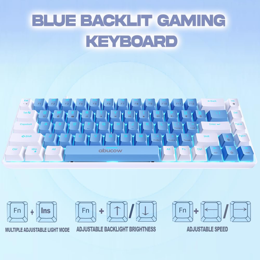 Mua abucow 60% Mechanical Keyboard with Blue Backlight 68-Key Gaming ...