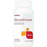 GNC Glutathione 500mg, Antioxidant, Supports Immune Health, 60 Capsules | Delivers Setria L-Glutathione, No Sugar, No Artificial Colors or Flavors, No Wheat, Corn, Soy or Dairy, Gluten-Free