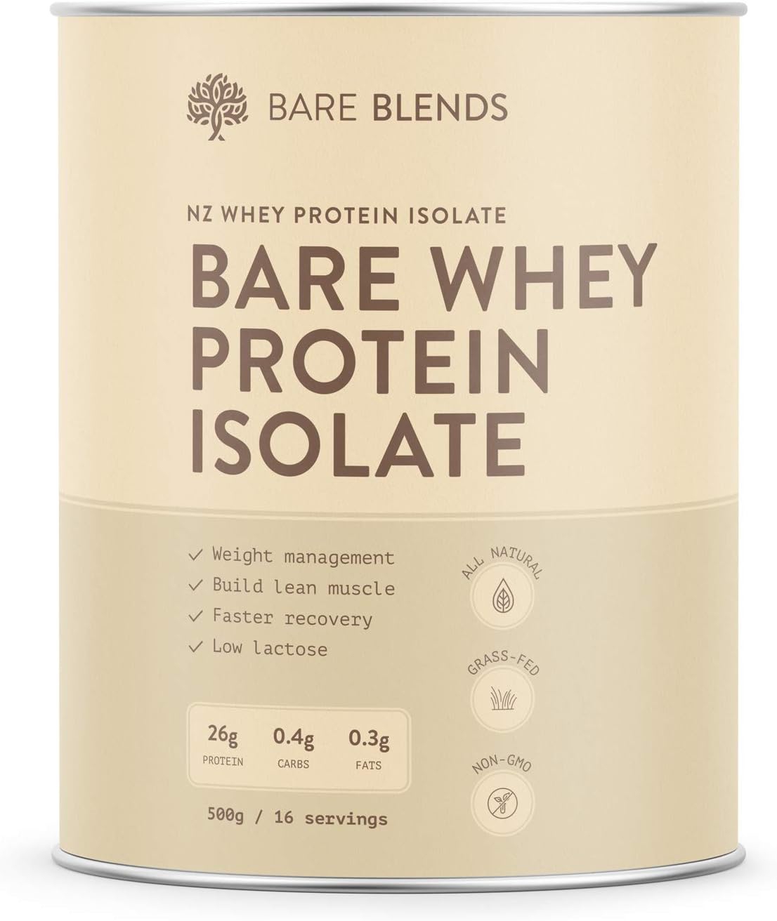 Bare Blends 100 Bare Whey Protein Isolate Powder NZ WPI All