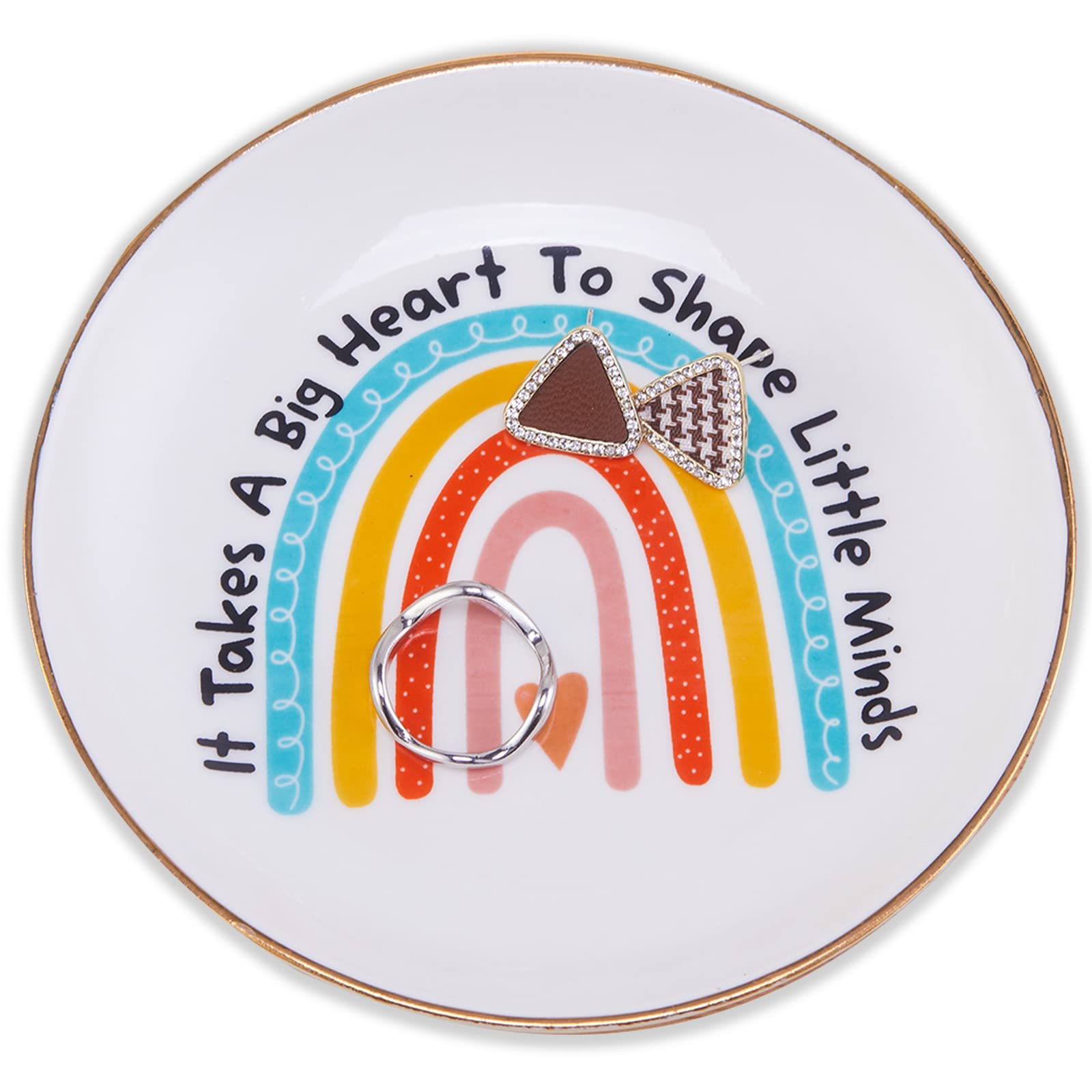 Titanape Teacher Gifts for Women Rainbow Ring Dish, Best Teacher Appreciation Gifts Mother's Day End of the Year, Back to School, Graduation Retirement Gifts