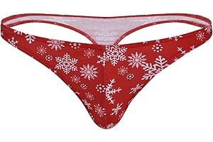 YiZYiF Christmas Holiday Mens G-String Thongs Flannel Christmas Santa Claus Boxer Briefs