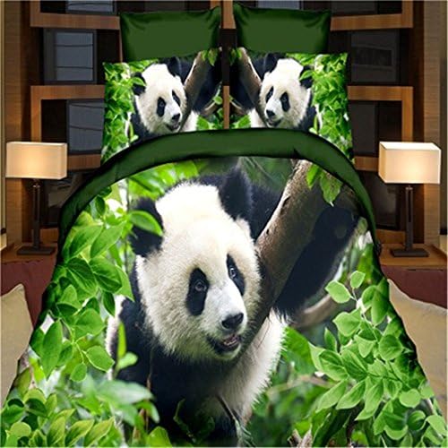 XMCOWAYOU 3D Panda Printed Duvet Cover, Bed Sheet and Pillow Covers 4Pcs Bedding Sets