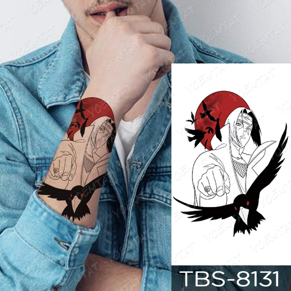 Amazon Com Waterproof Temporary Tattoo Sticker Kurama Naruto Itachi Uchiha Crow Flash Tattoos Maori Totem Body Art Arm Fake Tatoo Women Men Beauty