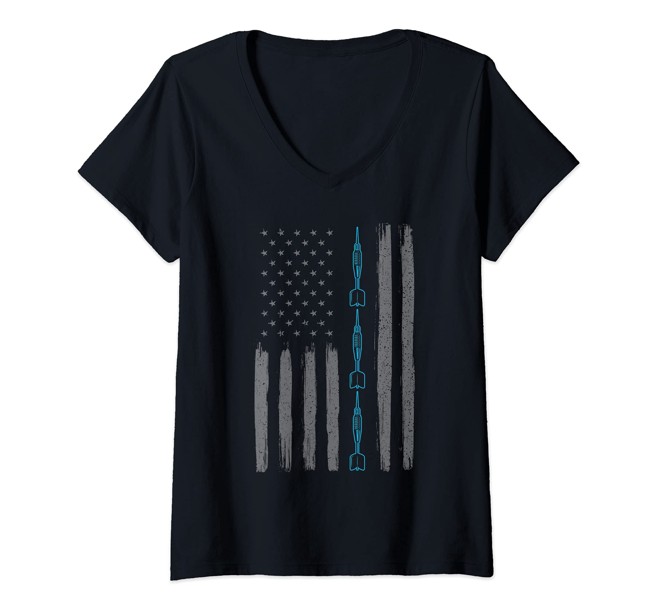 Womens Darts us flag darts player V-Neck T-Shirt