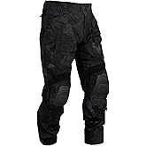 OCANXUE Men’s Tactical Pants with Knee Pads Camo Cargo Pants Waterproof Hiking Pants 10 Pockets No Belt