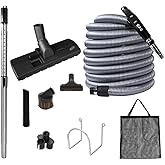OVO Central Vacuum Standard Kit, with 30/35/40/50ft Low-Voltage Hose, ON/Off Control at The Handle, 12&rsquo;&rsquo; Combo Brush and Accessories, for Hard Surfaces and Carpets, B 35', Black, (KIT-LV35S)