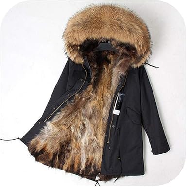 real raccoon fur hooded coat