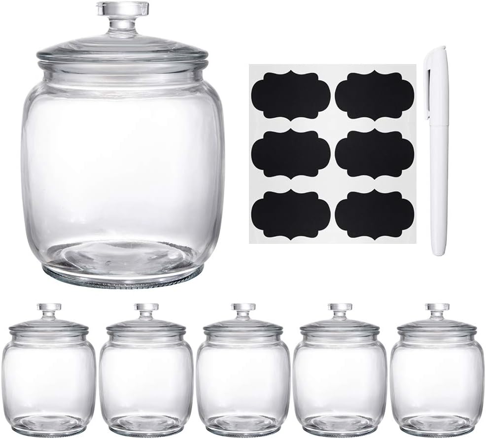 Daitouge 30 FL oz Glass Jars with Lids, Glass Storage Jars with Easy-Open Lids, Canning Jars for Kitchen Glass Canisters, Set of 6