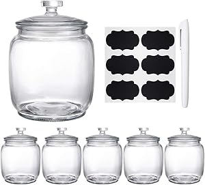 Daitouge 30 FL oz Glass Jars with Lids, Glass Storage Jars with Easy-Open Lids, Canning Jars for Kitchen Glass Canisters, Set of 6