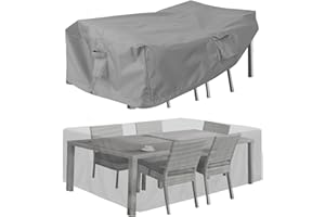 PureFit Patio Furniture Covers, Outdoor Table Furniture Cover Waterproof Rectangle, Patio Sectional Couch Set Cover for Deck, Lawn and Backyard, UV Resistant, 110"L x 84"W x 28"H, Gray