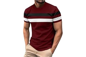 Sdeycui Mens Fashion Business Striped Tee Shirt Short Sleeve Block Color T-Shirts Button Up Casual Summer Tee Shirt