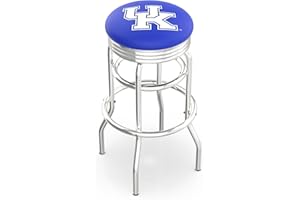 HOLLAND BAR STOOL CO. L7C3C - Chrome Double Ring Boston College Swivel Bar Stool with 2.5" Ribbed Accent Ring by The Holland Bar Stool Company