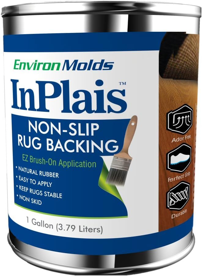 InPlais NonSlip Area Rug Backing (1Gallon) Fabric & Floor Safe Latex