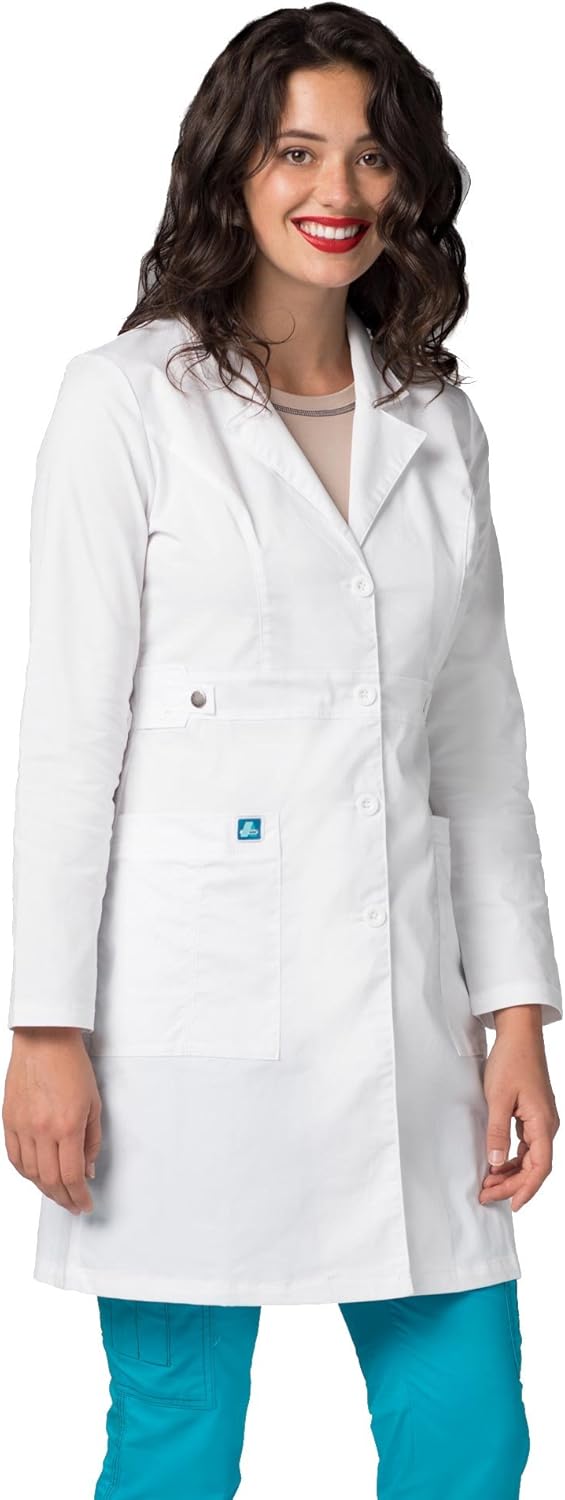 Adar Pop-Stretch Lab Coat for Women - 36" Tab-Waist Lab Coat: Clothing