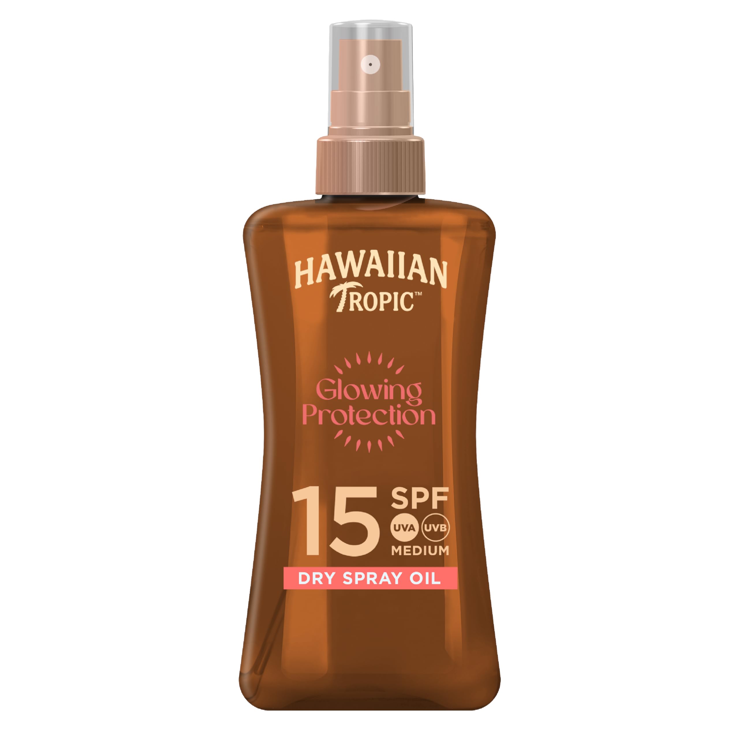 Hawaiian Tropic | Glowing Protection Sunscreen Dry Oil Gel SPF 15 UVA + UVB Protection, 200 ml, Tropical Scent with Coconut Oil, Water Resistant, Vegan