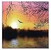 BANBERRY DESIGNS Soaring Eagle LED Lighted Canvas Print Home Decor - Morning Sunrise Wooded Lake Outdoors Scene