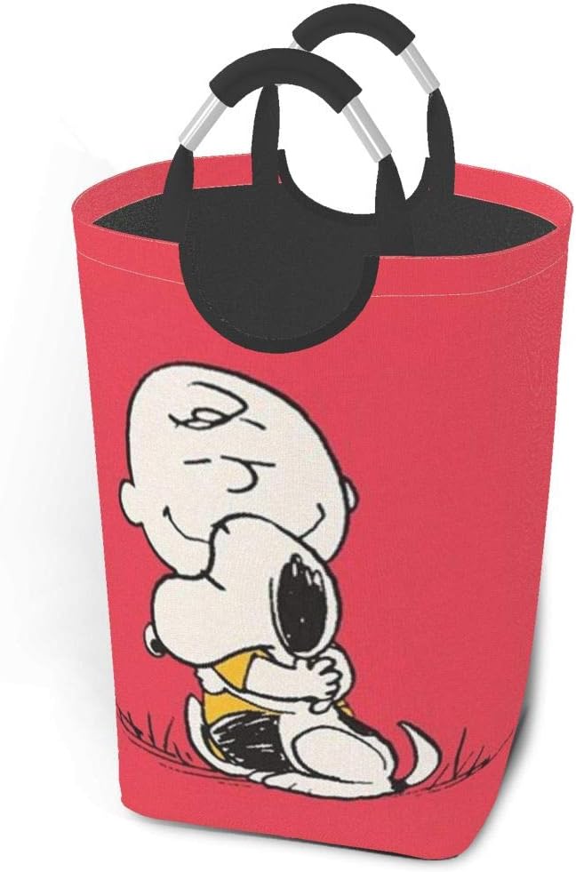 GCNqat Laundry Basket Snoopy Hug Charlie Brown Laundry Hamper Foldable Clothes Bag Folding Washing Bin