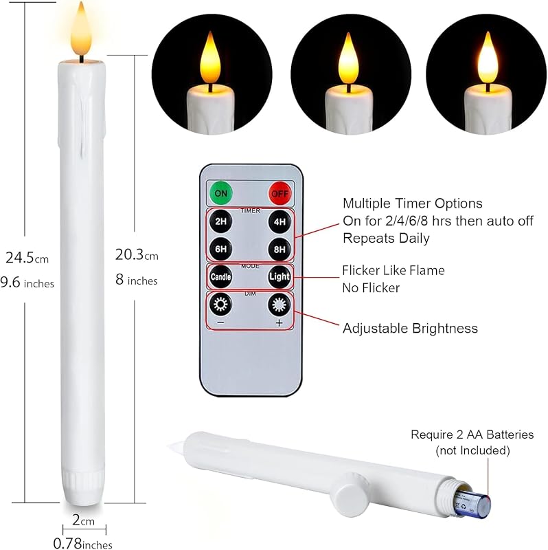 Lot de 6 bougies LED blanches sans flamme avec télécommande, bougies LED à piles, lumière 3D pour décoration de Noël