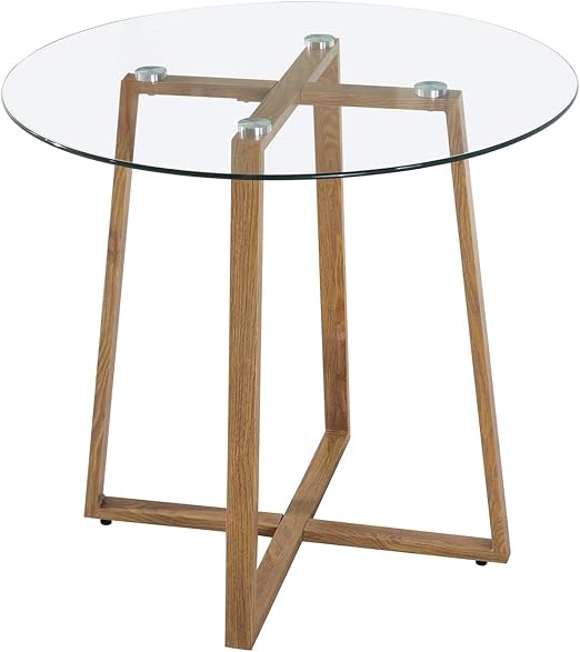 Eggree Rund Esstisch Glastisch Modern Skandinavisch Esszimmertisch Kaffetisch Kuchentisch Mit Metallbeine Eichenfinish 80 80 75 Cm Glas Amazon De Kuche Haushalt