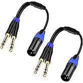 Seefeful Dual 6.35mm 1/4 Inch to XLR Microphone Cable, 6.35mm Male to XLR Audio Y Splitter Patch Cord, 3-Pin to Dual 1/4'' TRS Male Converter Adapter Cable (2 PACK-11.8inch)