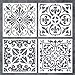 GSS Designs Pack of 4 Stencils Set (6x6 Inch) Tile Stencil Painting On Floor Tiles Wall Fabric Wood Furniture - Laser Cut Reusable Stencils (SL-018)