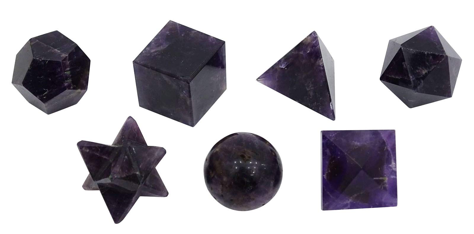 Harmonize Amethyst Stone 7 Pieces Sacred Geometry Sets Reiki Healing Crystal Spiritual Gift