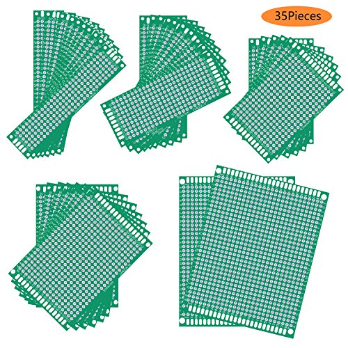 Double Sided PCB Board Prototype Kit, Quimat 35Pcs Universal Printed Circuit Board with 5 Sizes for DIY Soldering and Electronic Project QY21 - Thumbnail 2