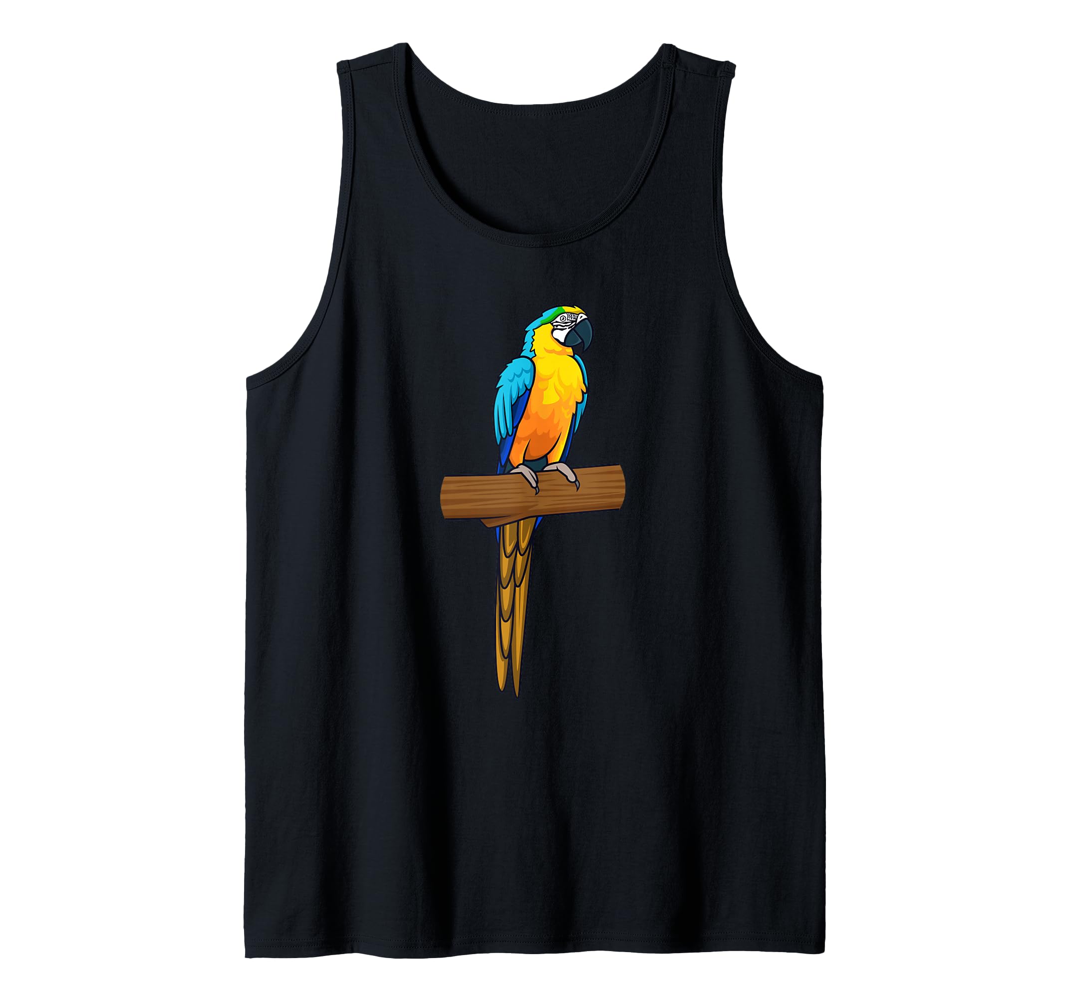Macaw Parrot Blue And Yellow on a Tree Branch Tank Top