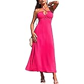 CUPSHE Women's Halter Maxi Summer Dress Sleeveless Casual Vacation Dresses Flowy Beach Sundress