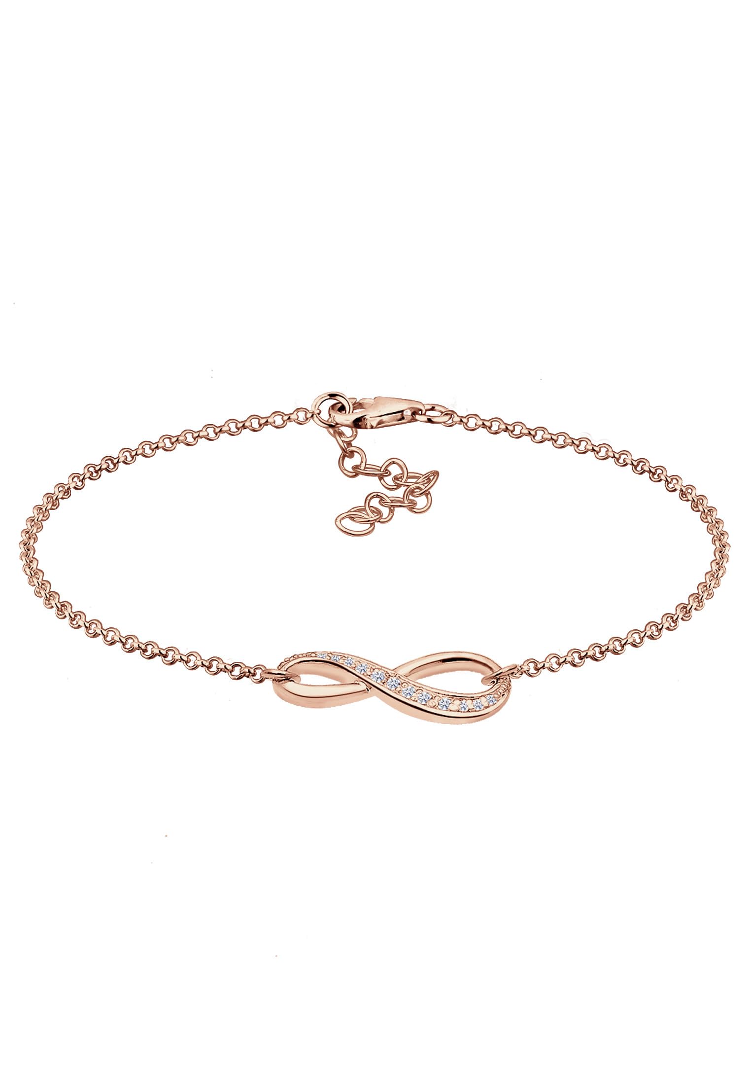 Elli Women's 925 Sterling Silver Xilion Cut Zircon Bracelet of Length 18 cm