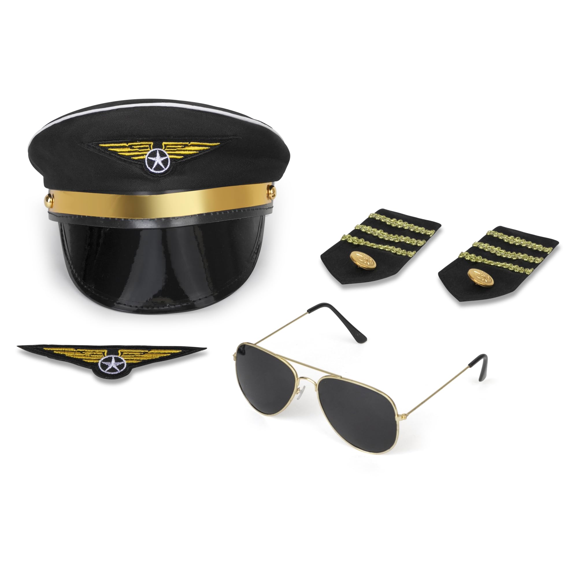 Dress Up America Pilot Costume Set - Airline Pilot Dress Up Accessory Set for Kids