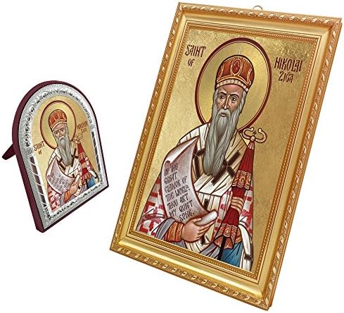FengMicon Painting Art Sanit Nikolai of Zica Greek Orthodox Church Catholic Religious Icon Set
