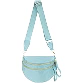 Pure Colour Crossbody Bag Bum Bag for Women,Spacious Purse Fanny Packs Belt Bag,Oversized Bum Bag (Colour Bum Bag-Ice Blue)