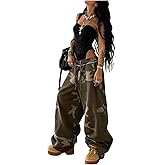 GORGLITTER Women's Wide Leg Sweatpants Y2k Graphic Camo Low Waisted Baggy Sweat Pants Streetwear Track Pants
