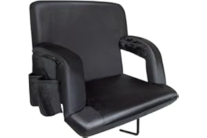 Avocahom Folding Stadium Seat-21Inch Wide Reclining Bleacher Seat w/Hook, Back Support & Armrest, Portable Padded Cushion Bleacher Chair for Sports Concerts Camping