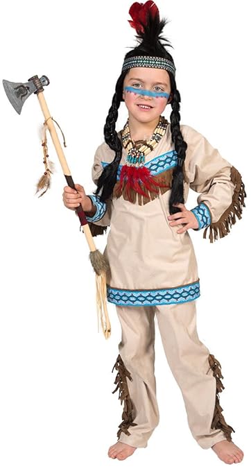 Karneval-Klamotten Indianer Kostüm Kinder Junge Kostüm Jungen-kostüm Indianer beige blau Karneval Kinder-Kostüm Größe 116