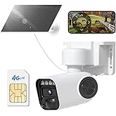 RUNOCAM 4G LTE Cellular Solar Security Camera Wireless Outdoor, No WiFi Bullet Camera, 1080P HD Color Night Vision, PIR Motion, 2-Way Audio, Alarm, IP65, SD/Cloud, Built-in SIM Card,Home Security
