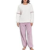 Women's Fleece Pajamas Set Flannel Winter Warm Fuzzy Sherpa Pjs Long Sleeve Cozy Sleepwear for Women