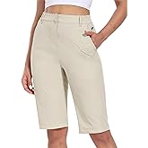 Hiverlay Women's Golf Bermuda Shorts 13" Knee Length Quick Dry Long Hiking Camping Shorts for Summer with 5 Pockets