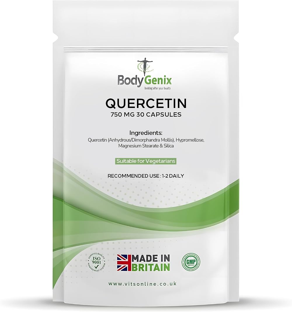 Bodygenix Quercetin 750mg Capsules 30 Count Immune Brain Cardiovascular Support