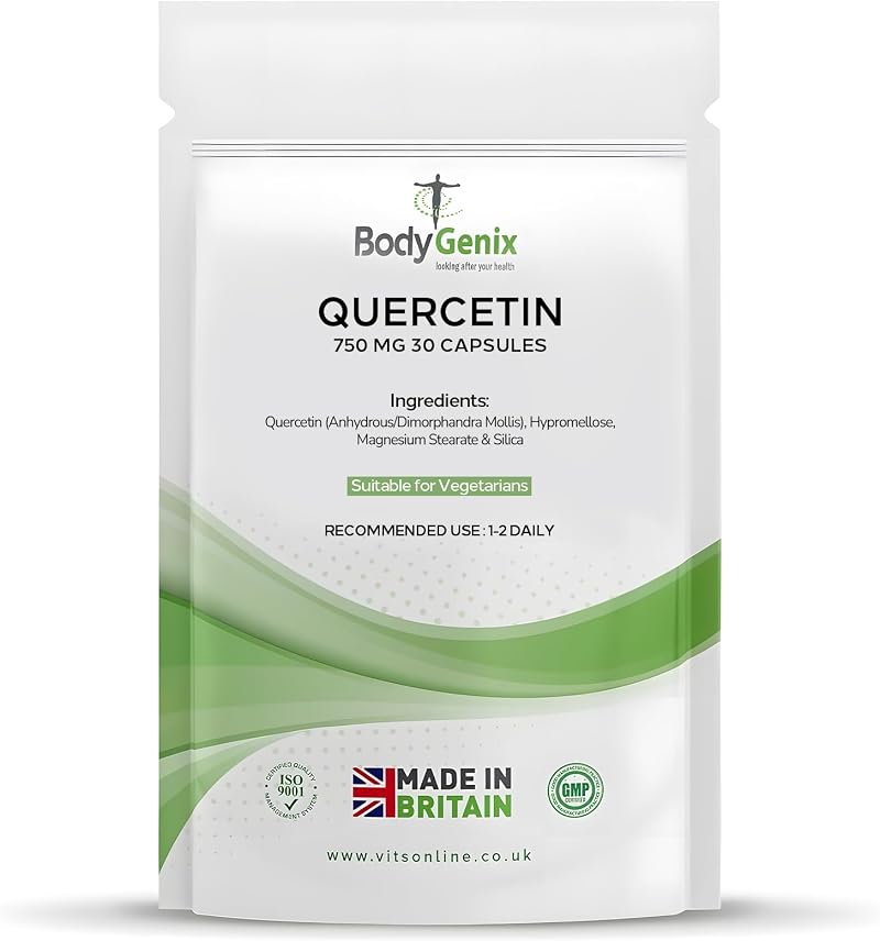 Bodygenix Quercetin 750mg Capsules 30 Count Immune Brain Cardiovascular Support