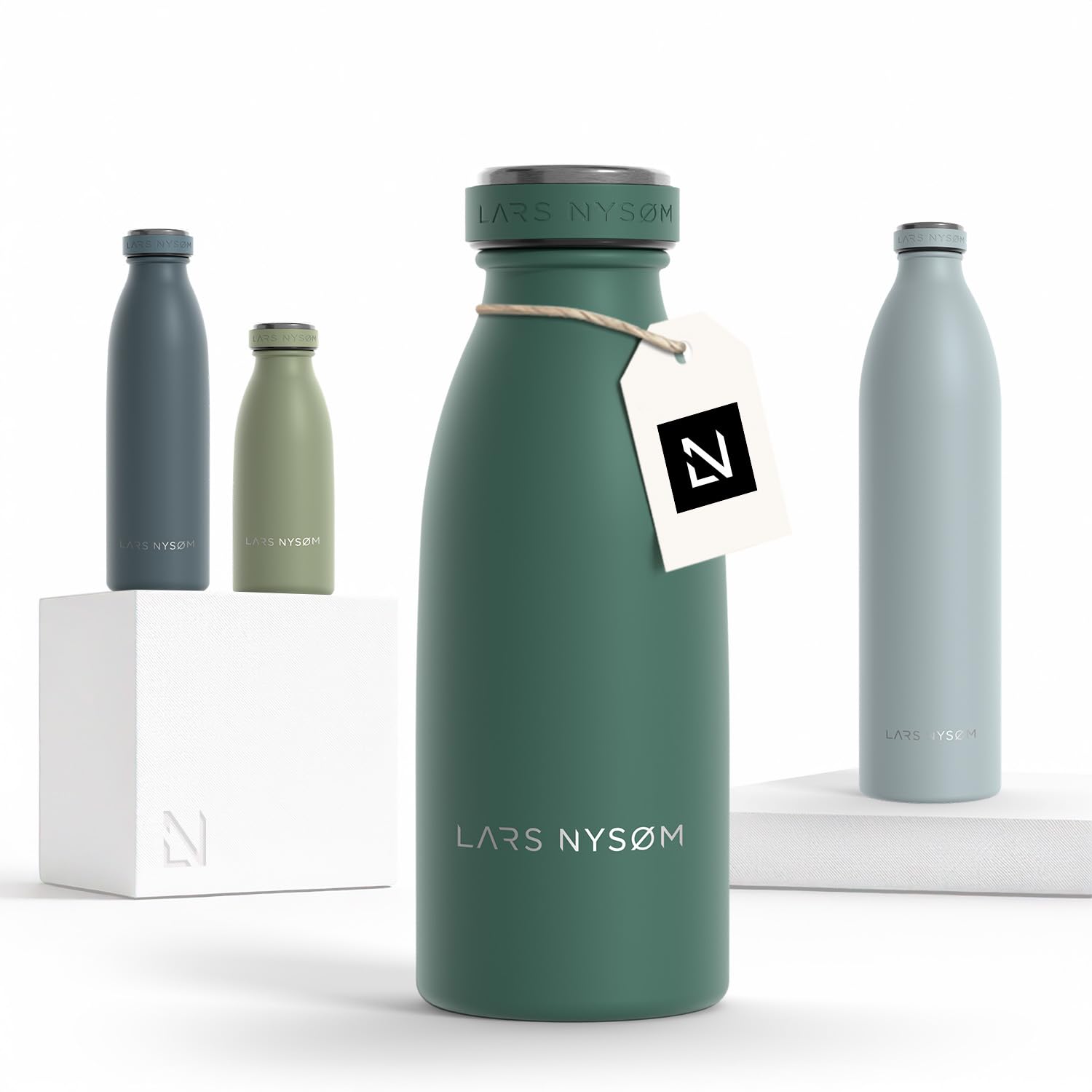 LARS NYSØM Stainless Steel Insulated Water Bottle 350ml, 500ml, 750ml, 1L, 1 5 Liter|nsulated Thermo Flask for Hot and Cold Beverages | Leakproof Drinking Bottle (Pine Green, 350ml) — image 1