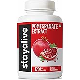 STAY ALIVE Pomegranate Extract Capsules, 20:1 Super Extract with 40% Ellagic Acid, 120 Count, Extra Strength Powder, All Natural Non-GMO and Gluten-Free Pomegranate Supplement for Women and Men