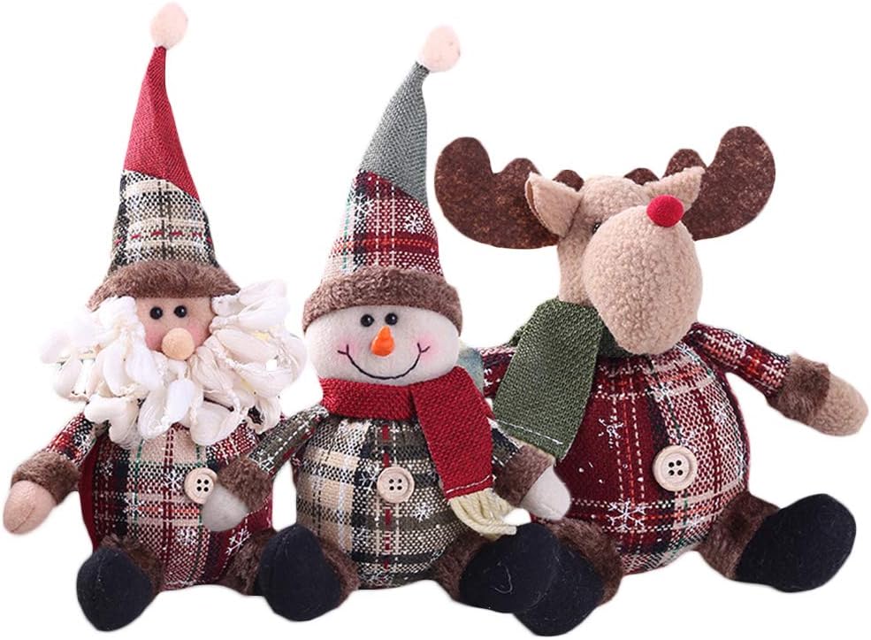 Whiie891203 Christmas Decorations,1/3Pcs Santa Snowman Elk Doll Table Xmas Tree Pendant Ornament Home Xmas Holiday Party DIY Decor 3Pcs Santa Snowman Elk