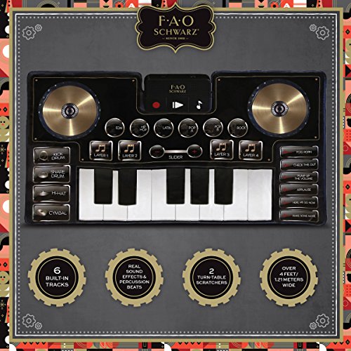 FAO Schwarz Giant Electronic Dance Mat DJ Mixer with Piano Keyboard & Turntable Scratch Pads, Includes Built-in Soundtracks & Vocal & Percussion Sound Effects for Composing & Recording Your Own Music - Thumbnail 3