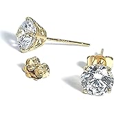 Handmade 2 ct Diamond Stud Earrings for women SOLID Yellow Gold 18k Gold Round Solitaire Earrings Gold 2 carat Diamond Earrings Solid 18kt Gold Birthday